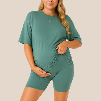 Ultra-Soft Maternity Tee & Shorts Two‑Piece Set