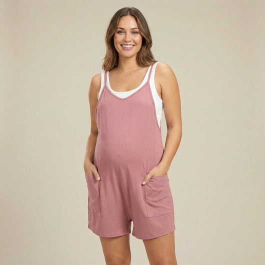 Relaxed-Fit Jumpsuit Shorts for Maternity & Postpartum