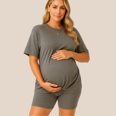 Ultra-Soft Maternity Tee & Shorts Two‑Piece Set