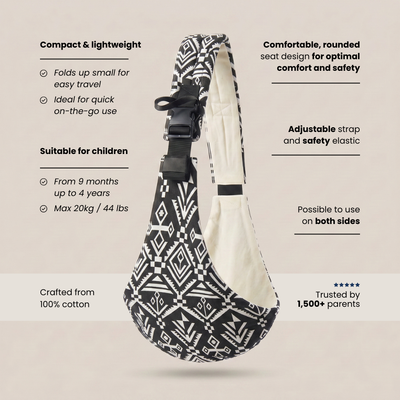 Baby Sling Carrier | Tribal Noir — secure, ergonomic, and designed  for on the go.