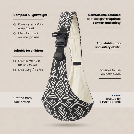 Baby Sling Carrier | Tribal Noir — secure, ergonomic, and designed  for on the go.