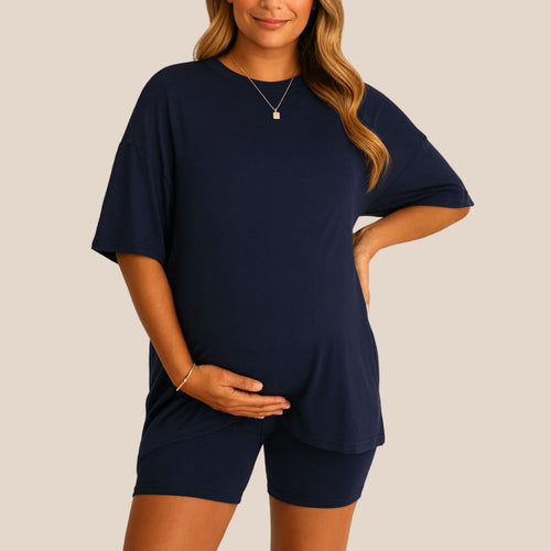Ultra-Soft Maternity Tee & Shorts Two‑Piece Set