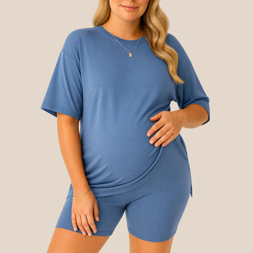Ultra-Soft Maternity Tee & Shorts Two‑Piece Set