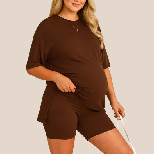 Ultra-Soft Maternity Tee & Shorts Two‑Piece Set