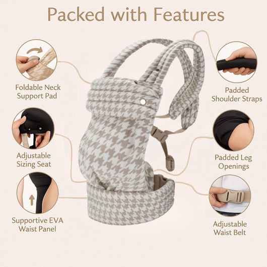 The Mama Carrier - Sand Houndstooth Beige
